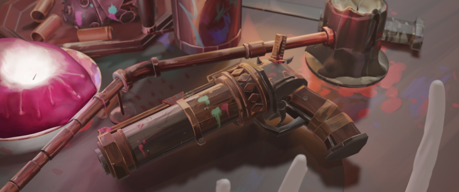 Étape de travail de l'éclairage du pistolet de Jinx